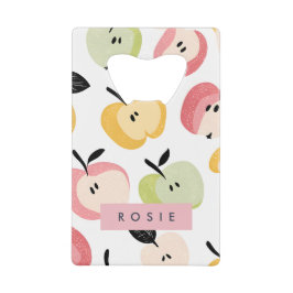 Gepersonaliseerd kleurrijk Schattige appelpatroon Creditkaart Flessenopener