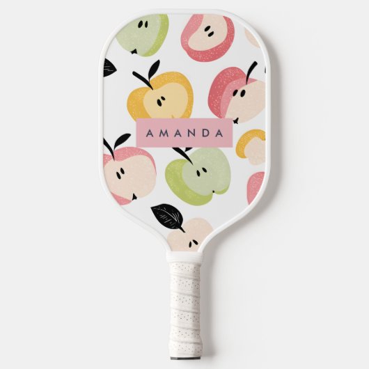 Gepersonaliseerd kleurrijk Schattige appelpatroon Pickleball Paddle (Voorkant)