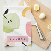 Gepersonaliseerd kleurrijk Schattige appelpatroon Theedoek (Quarter Fold)