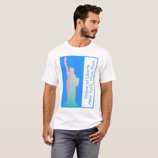 Gepersonaliseerd kleurrijk Vrijheidsbeeld New York T-shirt (Voorkant volledig)