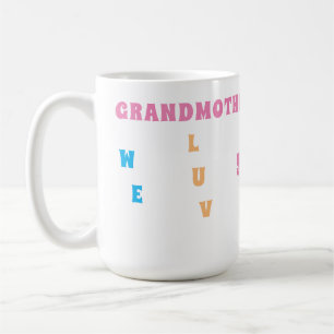 Gepersonaliseerd Kleurrijk We Love You Grootmoeder Koffiemok