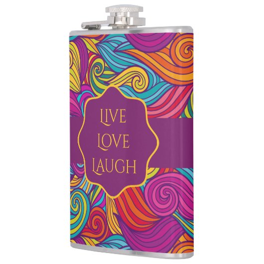 Gepersonaliseerd kleurrijk zwenpatroon met wielstr heupfles (Links)