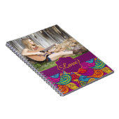 Gepersonaliseerd kleurrijk zwenpatroon met wielstr notitieboek (Rechterzijde)