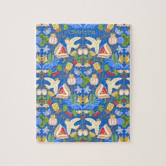 Gepersonaliseerd kleurrijke fruitige bloemen legpuzzel (Verticaal)