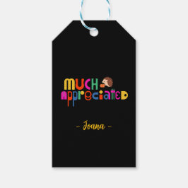 Gepersonaliseerd kleurrijke gewaardeerde zwarte da cadeaulabel