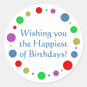 Gepersonaliseerd Kleurrijke Orbit Happiest of Birt Ronde Sticker