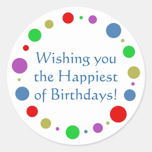 Gepersonaliseerd Kleurrijke Orbit Happiest of Birt Ronde Sticker (Voorkant)