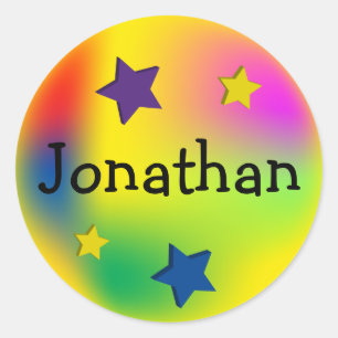 Gepersonaliseerd kleurrijke sterren ronde sticker
