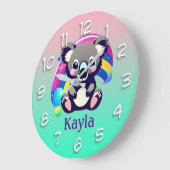 Gepersonaliseerd Koala Beer en regenboog Grote Klok (Hoek)