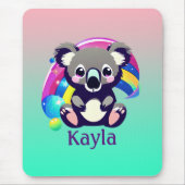 Gepersonaliseerd Koala Beer en regenboog Muismat (Voorkant)