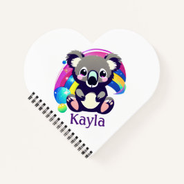 Gepersonaliseerd Koala Beer en regenboog Notitieboek