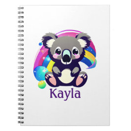 Gepersonaliseerd Koala Beer en regenboog Notitieboek