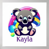 Gepersonaliseerd Koala Beer en regenboog Poster (Voorkant)