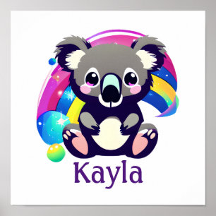 Gepersonaliseerd Koala Beer en regenboog Poster