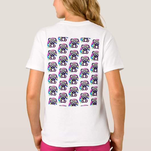 Gepersonaliseerd Koala Beer en regenboog T-shirt (Achterkant)
