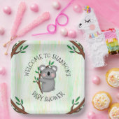 Gepersonaliseerd Koala Beer met respect Baby showe Papieren Bordje (Feest)