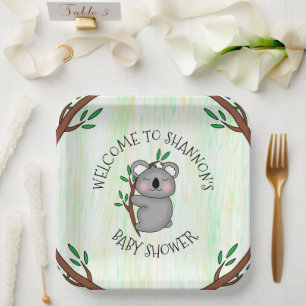 Gepersonaliseerd Koala Beer met respect Baby showe Papieren Bordje