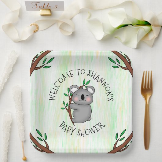 Gepersonaliseerd Koala Beer met respect Baby showe Papieren Bordje (Huwelijk)