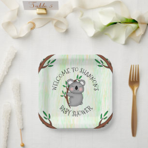 Gepersonaliseerd Koala Beer met respect Baby showe Papieren Bordje