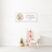 Gepersonaliseerd Koe Roze Floral Baby shower Spandoek (Insitu)