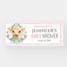 Gepersonaliseerd Koe Roze Floral Baby shower