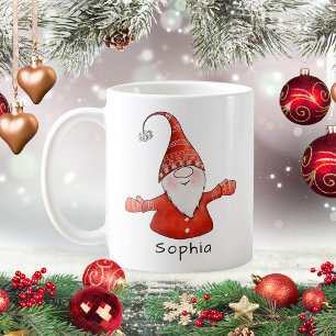 Gepersonaliseerd koeienrood kerst koffiemok