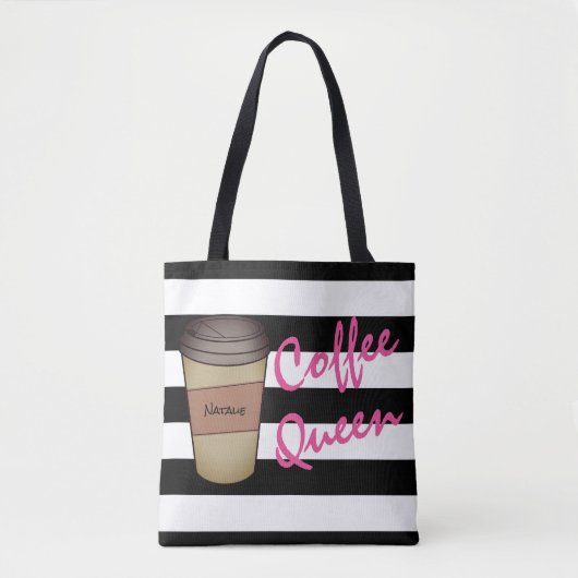 Gepersonaliseerd koffie koningin striped Tas (Voorkant)