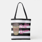 Gepersonaliseerd koffie koningin striped Tas (Achterkant)