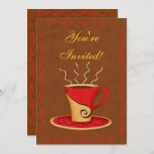 Gepersonaliseerd koffiebeker: Red & Brown Kaart (Voorkant / Achterkant)