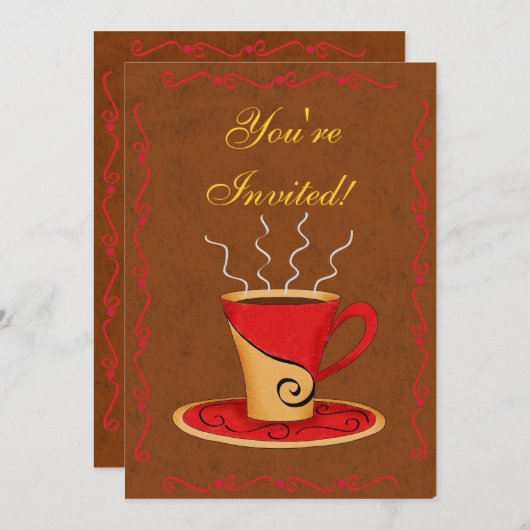 Gepersonaliseerd koffiebeker: Red & Brown Kaart (Voorkant / Achterkant)