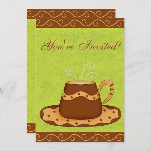 Gepersonaliseerd koffiebijeenkomst met groene en b kaart (Voorkant / Achterkant)