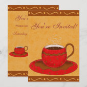 Gepersonaliseerd koffieevenementen met rood en bru kaart (Voorkant / Achterkant)