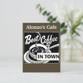 Gepersonaliseerd koffiehuis / restaurant - Dark Ro Briefkaart (Staand voorkant)