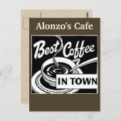 Gepersonaliseerd koffiehuis / restaurant - Dark Ro Briefkaart (Voorkant / Achterkant)