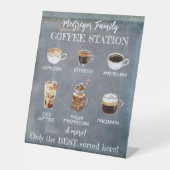 Gepersonaliseerd koffiestation voor de plattelands reclamebord met voetstuk (Voorkant)