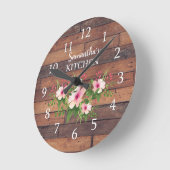 Gepersonaliseerd kogelhout en roze keukens ronde klok (Hoek)