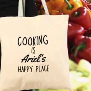 Gepersonaliseerd koken Happy Place Cook Foodie Gif Tote Bag