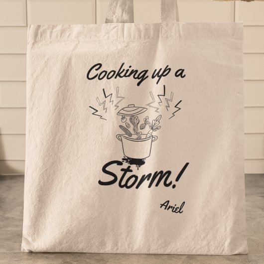 Gepersonaliseerd koken omhoog een Storm grappige f Tote Bag