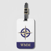 Gepersonaliseerd Kompas Roos Blauw & Goud Bagagela Bagagelabel (Voorkant (verticaal))