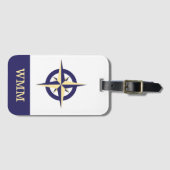 Gepersonaliseerd Kompas Roos Blauw & Goud Bagagela Bagagelabel (Voorkant (horizontaal))