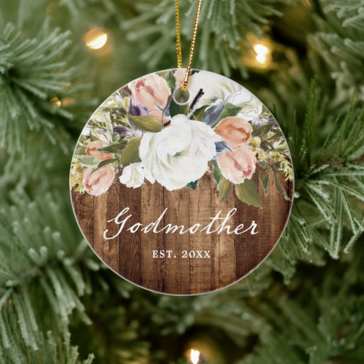 Gepersonaliseerd konijnenland Woodgrain kerst Keramisch Ornament (Boom)