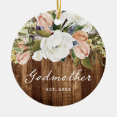 Gepersonaliseerd konijnenland Woodgrain kerst Keramisch Ornament (Voorkant)