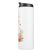 Gepersonaliseerd konijntje in roze bloemen thermosbeker (Geroteerd rechts)