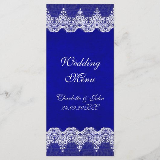 Gepersonaliseerd koninklijk kobalt-weddenschap menu (Voorkant)