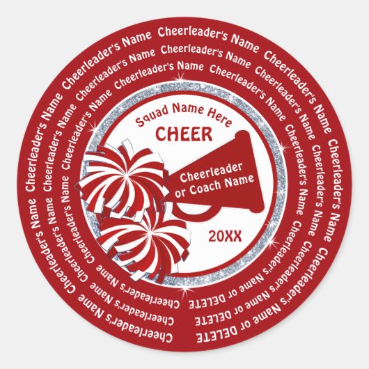 Gepersonaliseerd, Kop Stickers met ALLE Cheerleade (Voorkant)