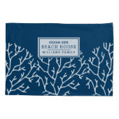 Gepersonaliseerd koraalpatroon - Beeldhuis - Blauw Kussensloop (Achterkant)