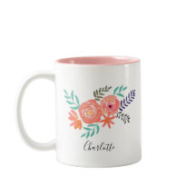 Gepersonaliseerd koraalroze Waterverf Bloem Bouque