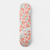 Gepersonaliseerd Koraalroze Waterverf Bloempatroon Persoonlijk Skateboard (Voorkant)