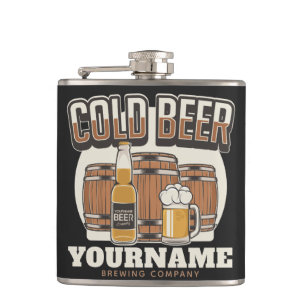 Gepersonaliseerd Koud Bier Eiken Vat Brouwerij Bro Heupfles