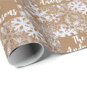 Gepersonaliseerd Kraft Snowflake Gingerbrood Kerst Cadeaupapier (Rol Hoek)